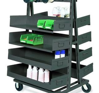 Double Side A Frame Cart with Trays and Spindles